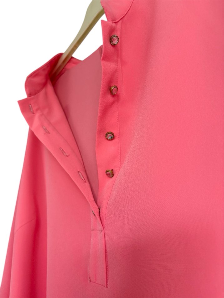 Nar çiçeği Uzun Kollu V Yakalı Kadın Tunik - Görsel 2