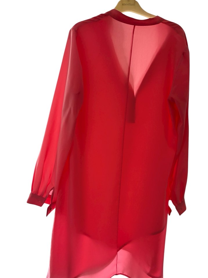 Nar çiçeği Uzun Kollu V Yakalı Kadın Tunik - Görsel 3