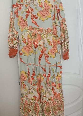 Çiçek Desenli Uzun Bohem Elbise - Görsel 2