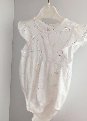 Dantel Detaylı Beyaz Nakışlı Bebek Kız Tulum - Görsel 2