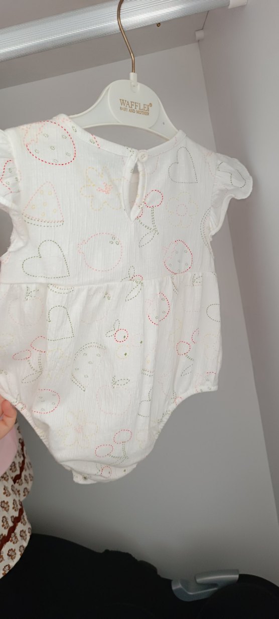 Dantel Detaylı Beyaz Nakışlı Bebek Kız Tulum - Görsel 3