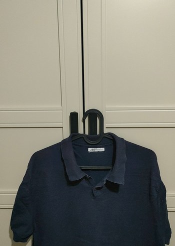 Zara Erkek Lacivert Denim Polo Tişört
