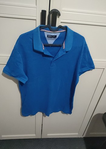 l Beden mavi Renk Erkek Koyu Mavi Kısa Kollu Polo Tişört