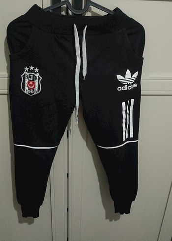 Siyah Adidas Beşiktaş Baskılı Eşofman Altı