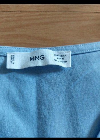 m Beden mavi Renk Mango Mavi V Yaka Kadın Bluz