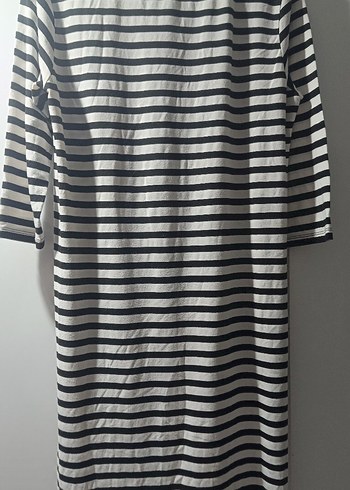 Uzun Kollu Çizgili Hamile Elbisesi - Görsel 4