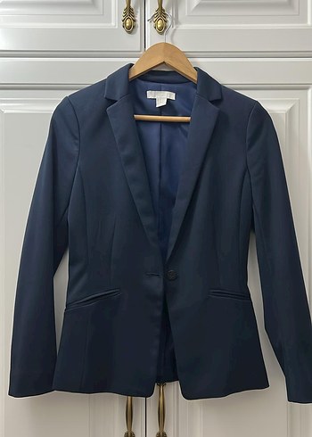 Düğmeli Lacivert Kadın Blazer Ceket