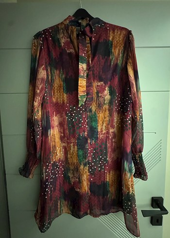 Uzun Bohem Kadın Tunik - Çok Renkli Batik Desen - Görsel 2