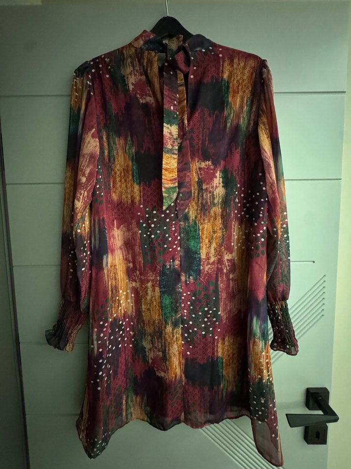 Uzun Bohem Kadın Tunik - Çok Renkli Batik Desen - Görsel 2