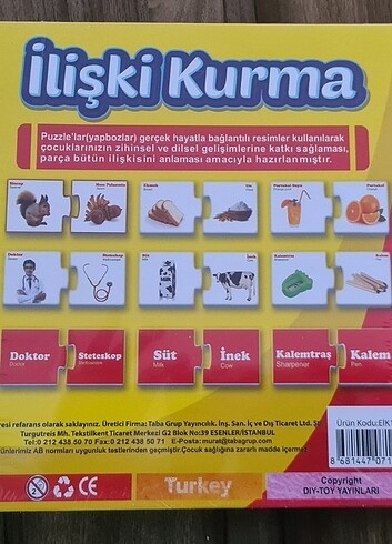 DIYTOY İLİŞKİ KURMA EĞİTİCİ KARTLAR