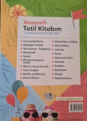  TUDEM YAYINLARI ANASINIFINDAN 1. SINIFA GEÇENLER İÇİN TATİL KİTA