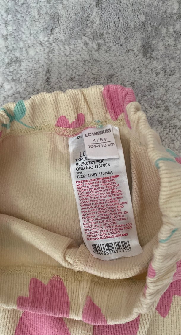 Dantelli Pembe Çiçek Desenli Kız Taytı - Görsel 2