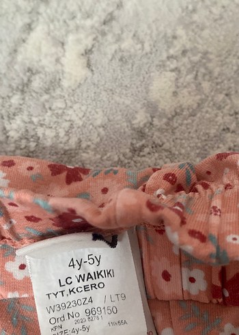 Kız Çocuk Pembe Çiçek Desenli Tayt - Görsel 2