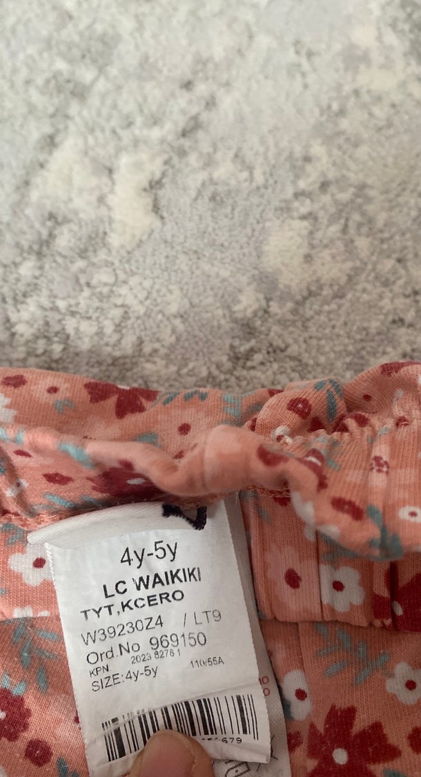 Kız Çocuk Pembe Çiçek Desenli Tayt - Görsel 2