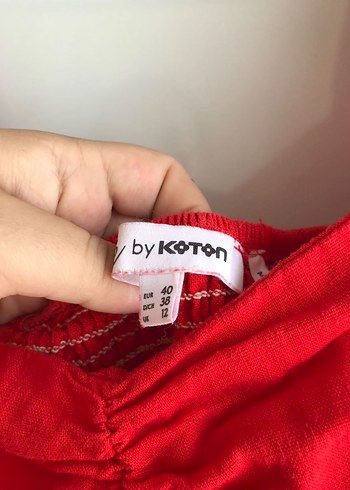 38 Beden Koton Kırmızı V Yaka Midi Keten Elbise