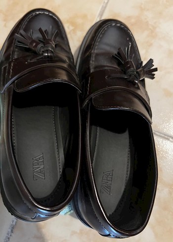 40 Beden Siyah Deri Püsküllü Erkek Loafer babet ayakkabı