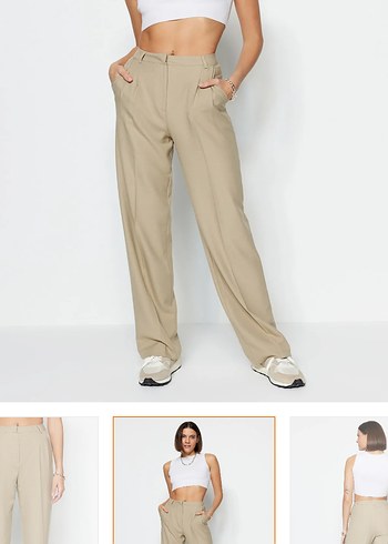 Trendyol & Milla Bej Regular Fit Kadın Kumaş Pantolon