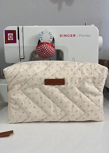 Accessorize Bej Pamuk Kadın Makyaj Çantası Fermuarlı