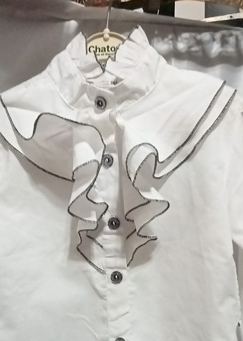 Kız Çocuk Beyaz Fırfırlı Gömlek - Görsel 2