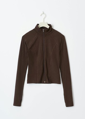 Gina Tricot Kadın Siyah Dik Yaka Uzun Kollu Spor Üst - Görsel 4