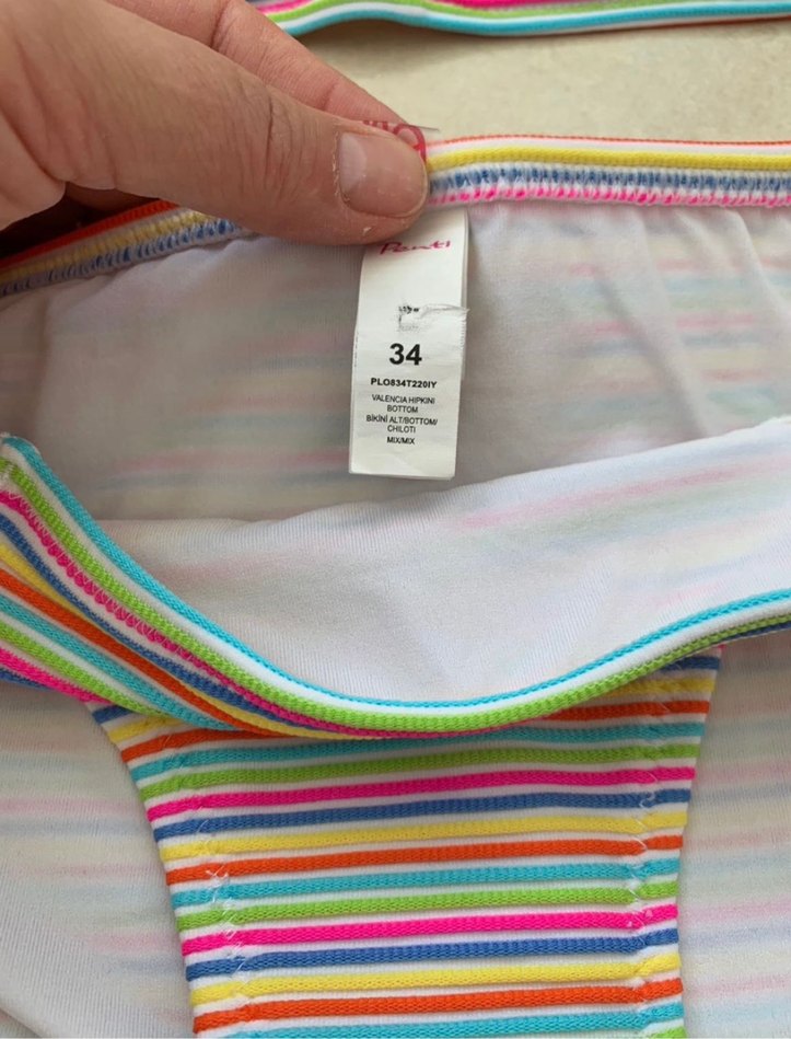 Renkli Çizgili İnce Askılı Bikini Üstü — görsel 4/9