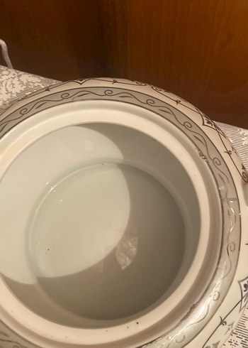 Gri Desenli Beyaz Porselen Çorbalık - Görsel 5