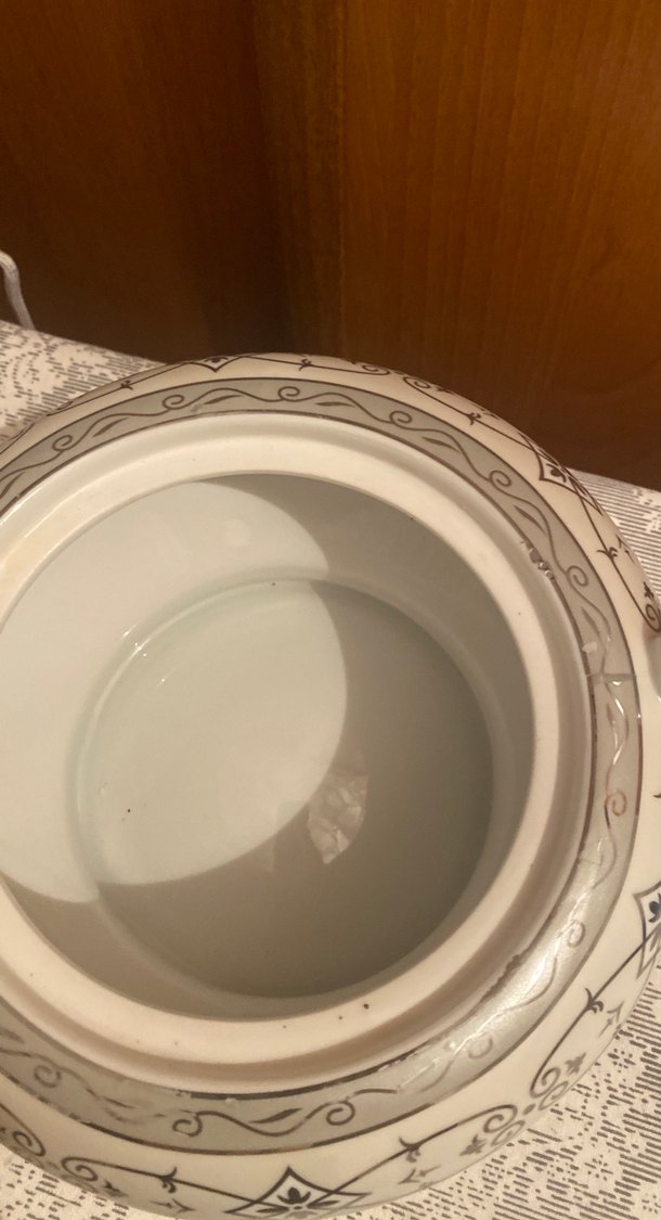 Gri Desenli Beyaz Porselen Çorbalık - Görsel 5