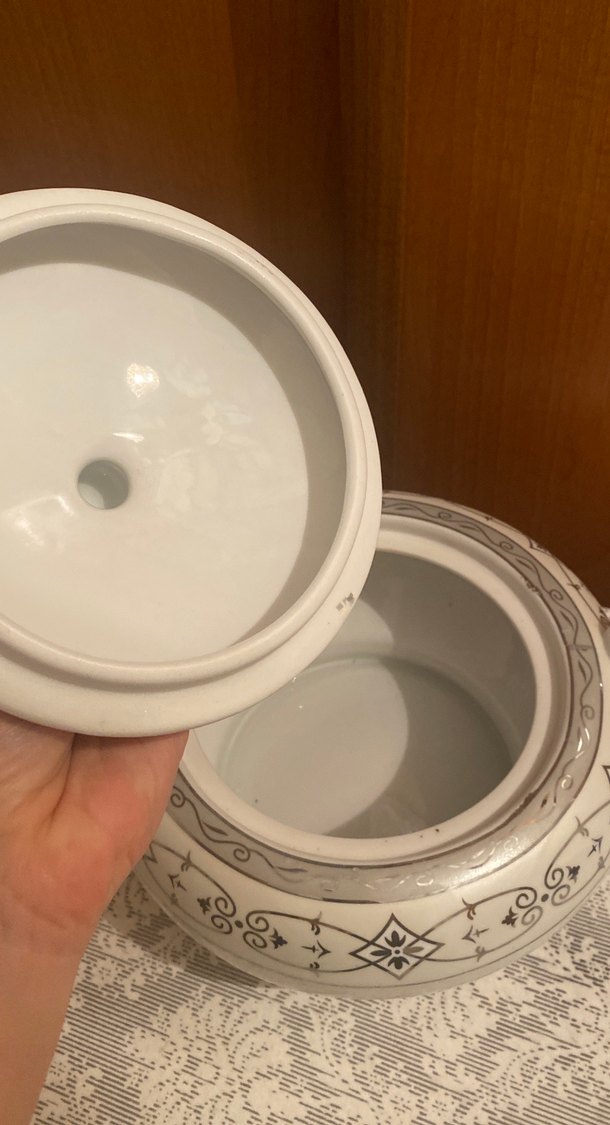 Gri Desenli Beyaz Porselen Çorbalık - Görsel 4