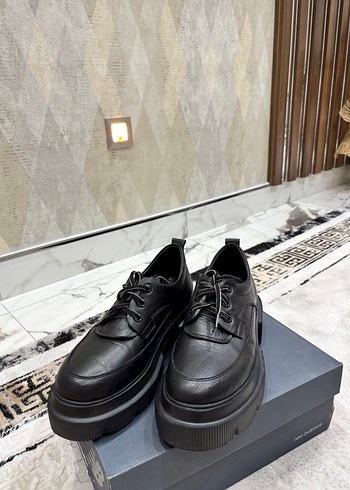 Kemal Tanca Siyah Platform Topuklu Kadın Oxford Ayakkabı