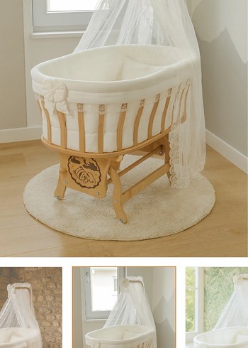 Bej Sallanır Bebek Sepeti 100x63x40 cm - Görsel 3