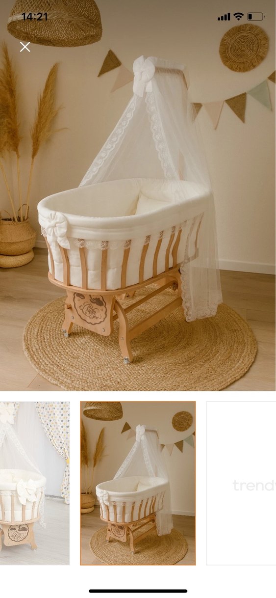 Bej Sallanır Bebek Sepeti 100x63x40 cm - Görsel 2