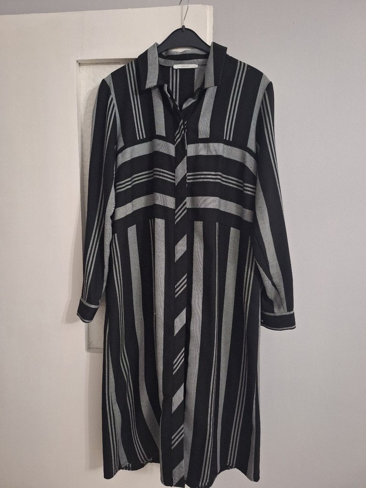 Gri Çizgili gömlek Tunik - Görsel 2