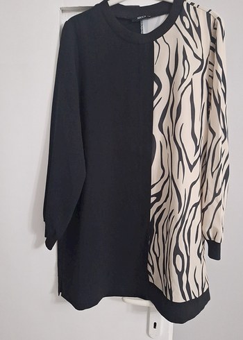Zebra Desenli Siyah Kadın Tunik - Görsel 4