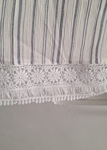 Dantel Detaylı Bohem Çizgili Kadın Bluz - Görsel 3