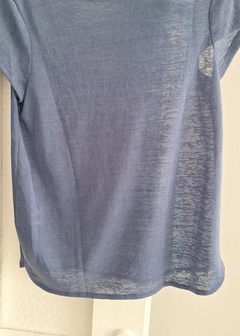 Bohem Desenli Kısa Kollu Mavi Bluz - Görsel 3