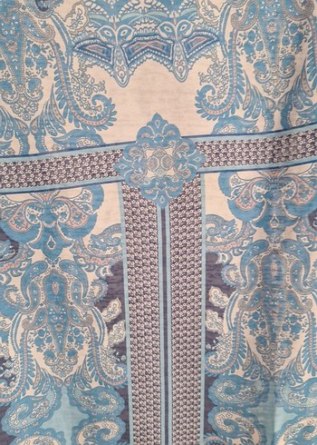 Bohem Desenli Kısa Kollu Mavi Bluz - Görsel 4