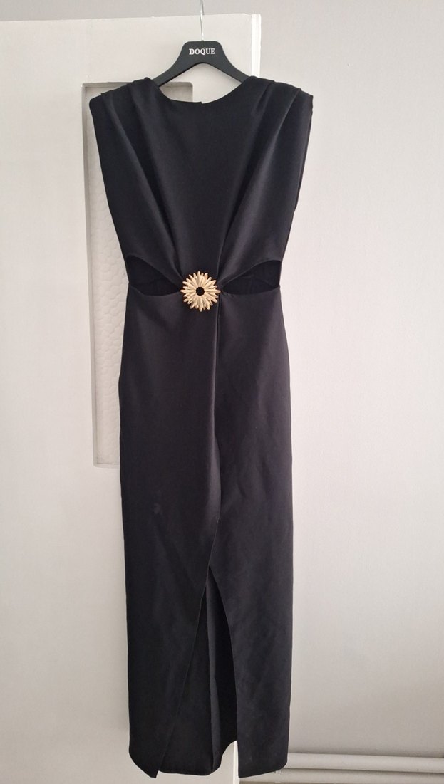 Siyah İnce Askılı Uzun Elbise - Görsel 2