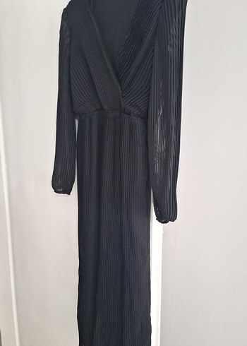 Uzun Kollu Siyah Piliseli Uzun Elbise 36 38 beden uyumlu - Görsel 3