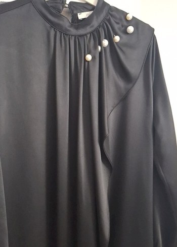 Siyah Drapeli Uzun Kadın Elbise - Görsel 2