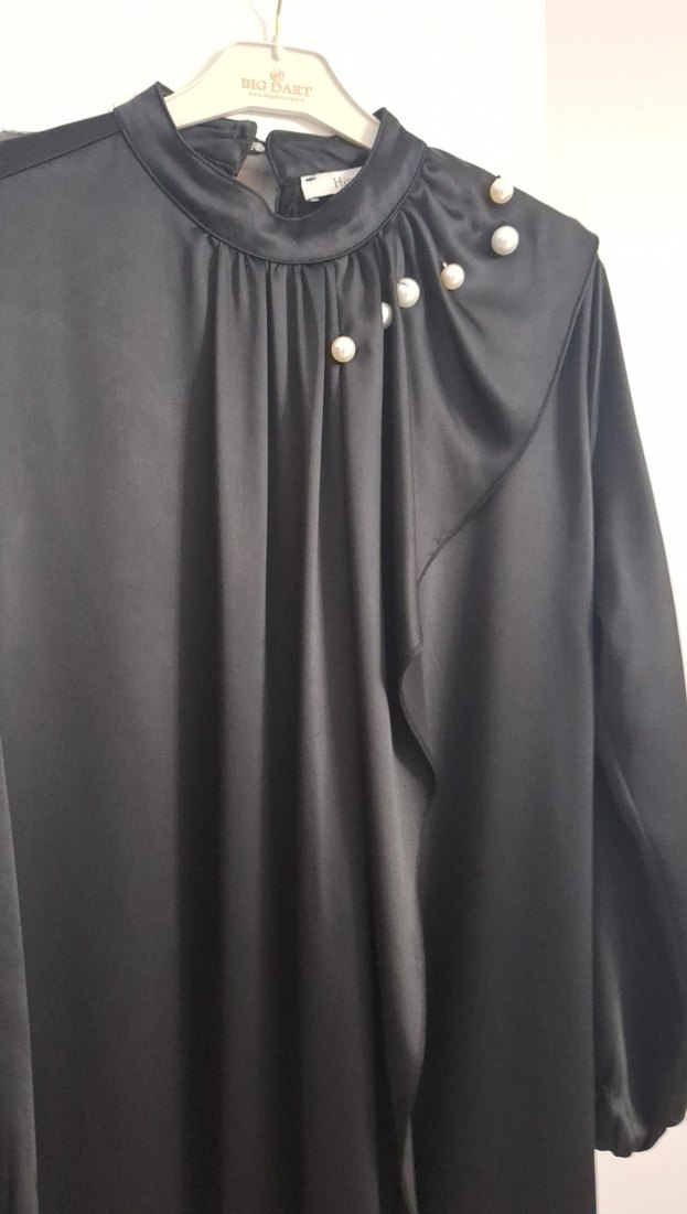 Siyah Drapeli Uzun Kadın Elbise - Görsel 2