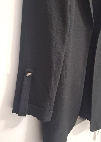 JanSet Siyah Kadın Keten Blazer Ceket - Görsel 5