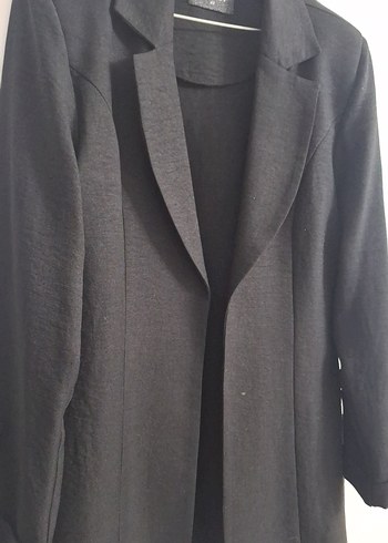 JanSet Siyah Kadın Keten Blazer Ceket - Görsel 4