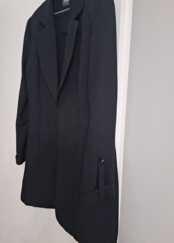 JanSet Siyah Kadın Keten Blazer Ceket - Görsel 3