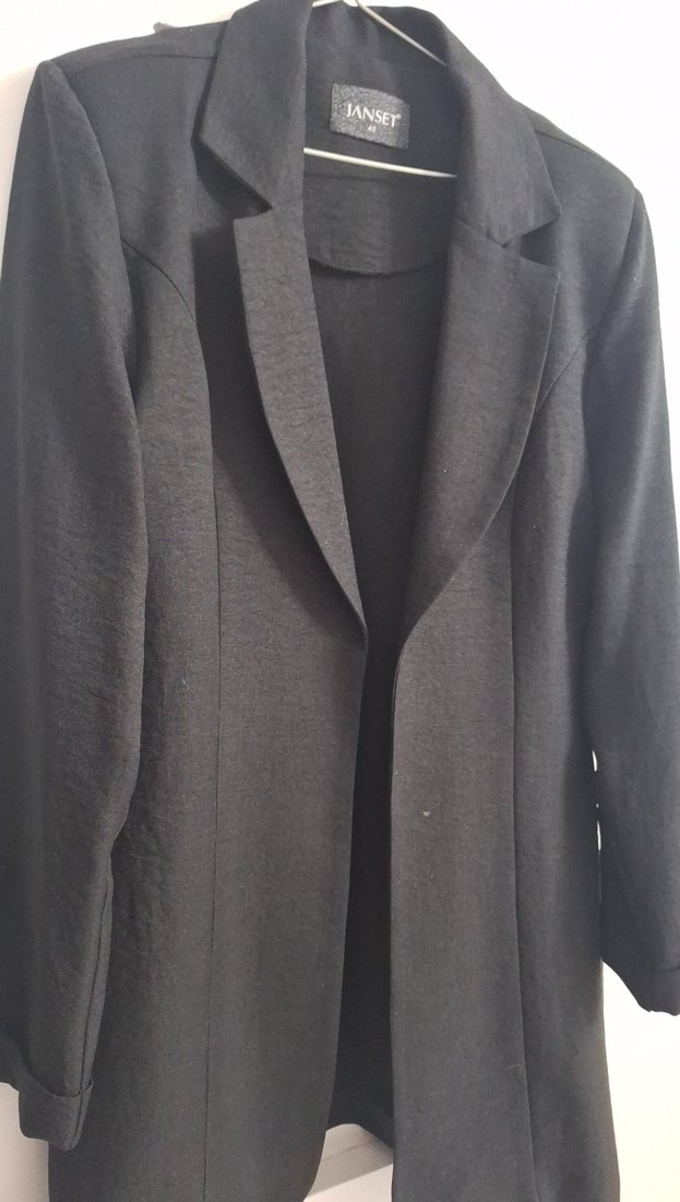 JanSet Siyah Kadın Keten Blazer Ceket - Görsel 4