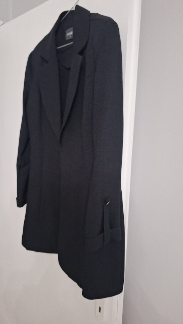 JanSet Siyah Kadın Keten Blazer Ceket - Görsel 3