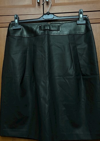 Kemerli Siyah Deri bel saten Etek - Görsel 4