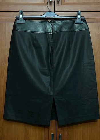 Kemerli Siyah Deri bel saten Etek - Görsel 2