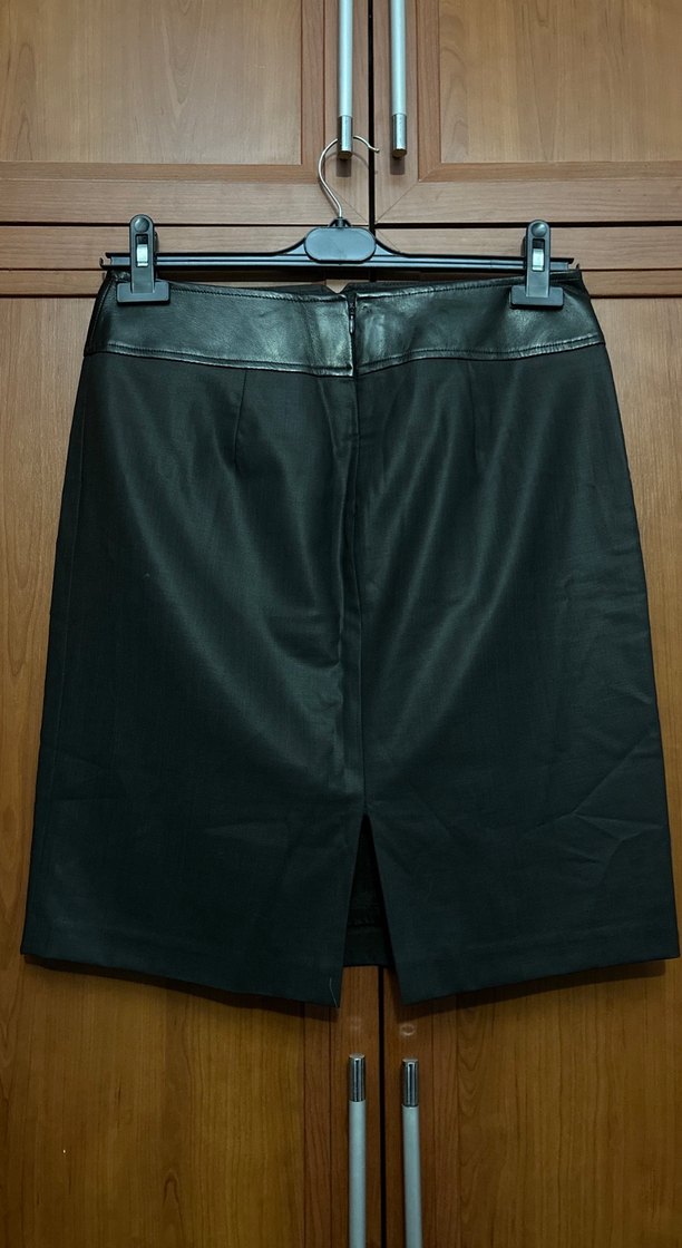 Kemerli Siyah Deri bel saten Etek - Görsel 2