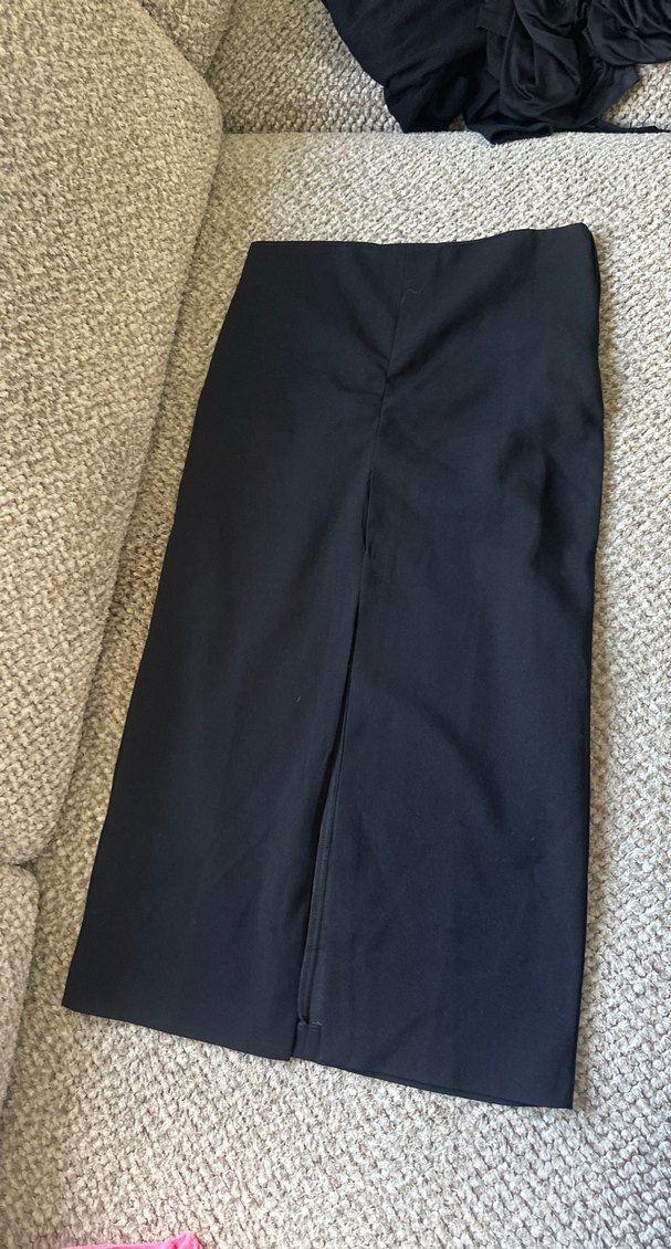 Siyah Pilili Uzun Hamile Eteği - Görsel 2