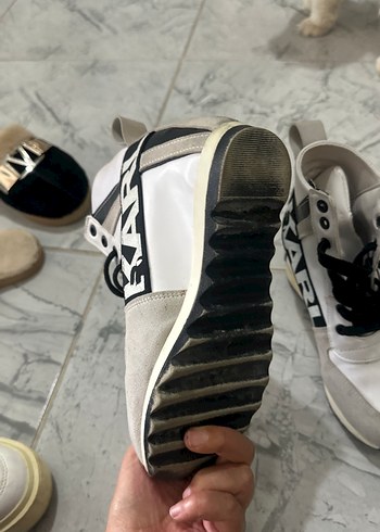 36 Beden Beyaz Gri Kadın Dolgu Topuklu Spor Ayakkabı